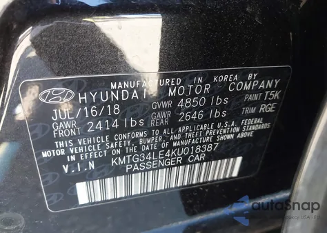 2019 Genesis G70 3.3T Advanced from USA, damaged, VIN KMTG34LE4KU018387